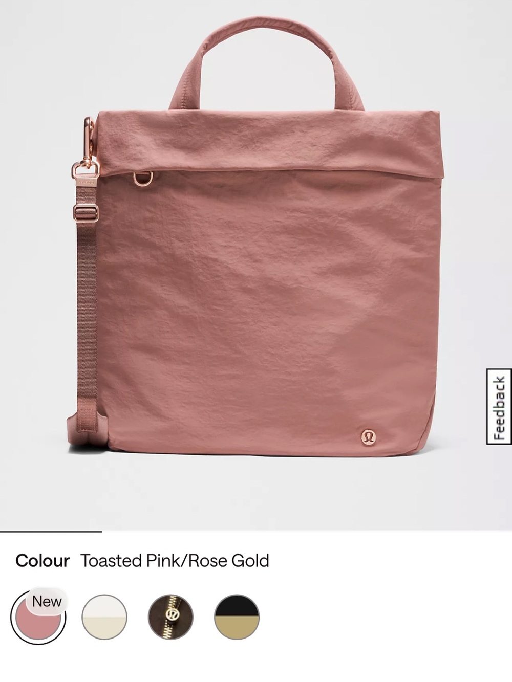 lululemon athletica Toasted Pink Fold-Top Tote with Rose Gold Hardware